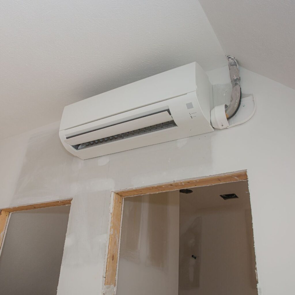 ductless ac unit installed in a new home