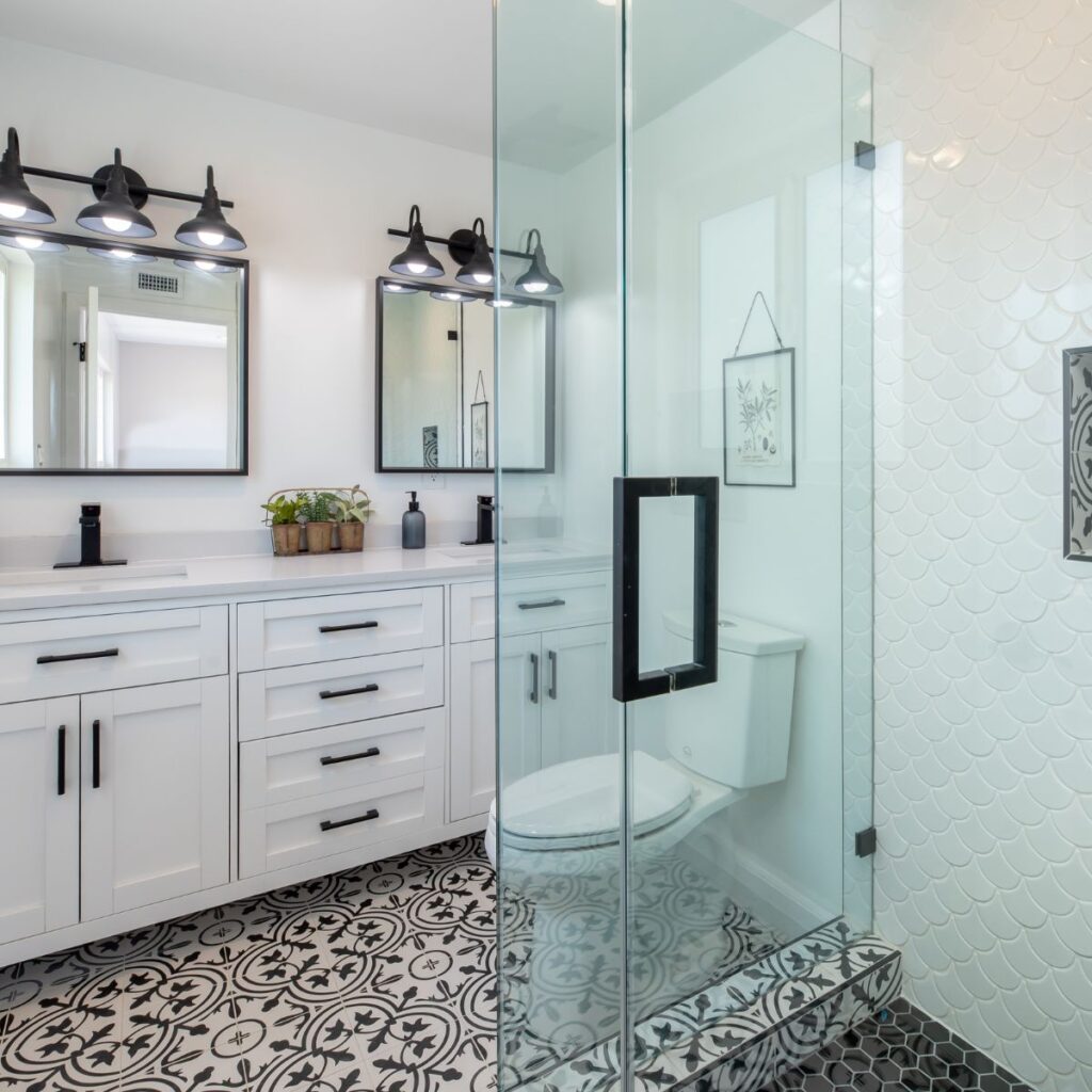 white fixtures in a bathroom