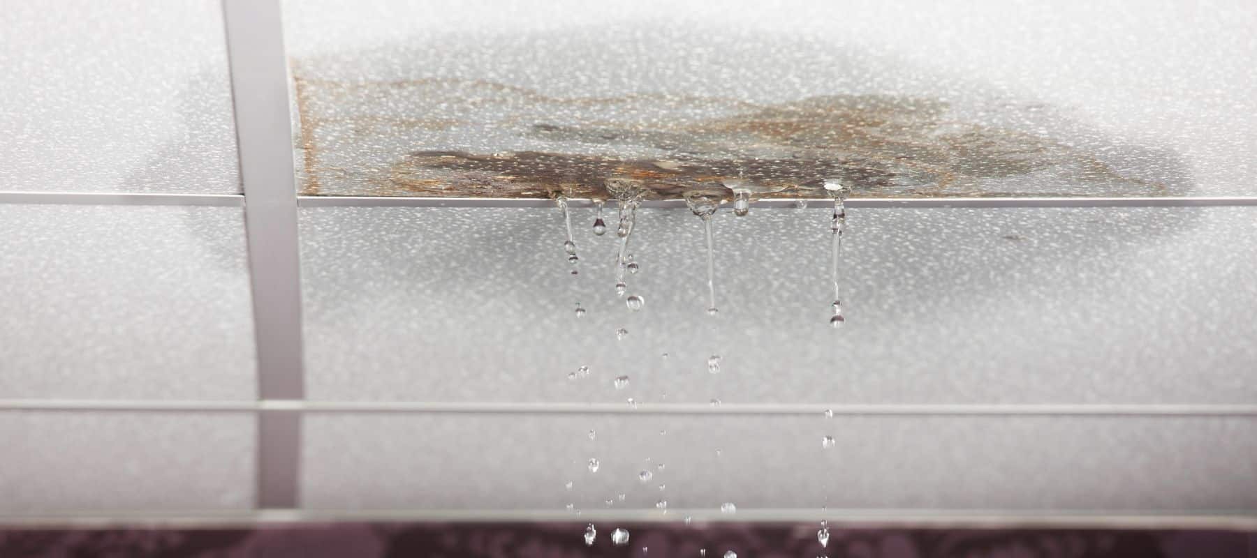 water leaking from the roof of a building