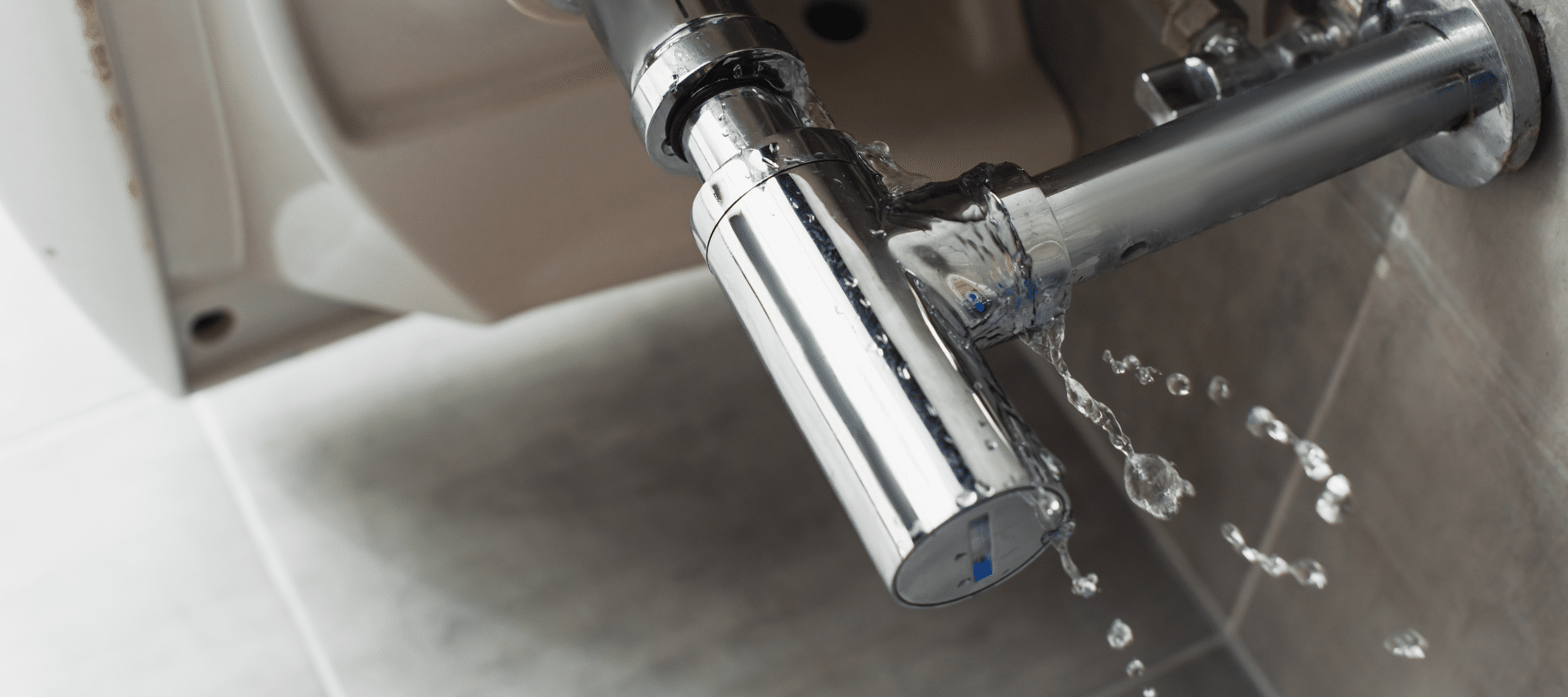 closeup of a water pipe that is leaking