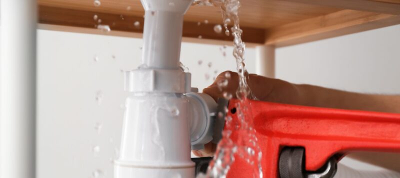 plumbing leak under a sink